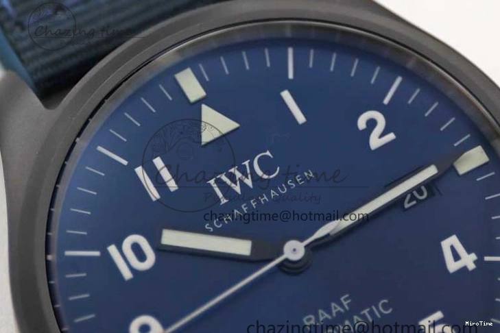MIROTIME 0710 BestValue Mark XVIII IW328101 Black Ceramic M+F 1:1 Best Edition Blue Dial on Blue Nylon Strap A 7058